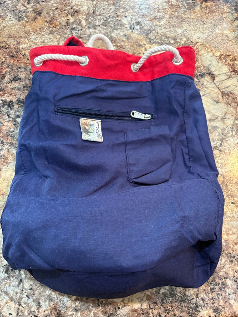 Nautical Stripe Backpack with Rope Drawstring - Picture 7 of 8